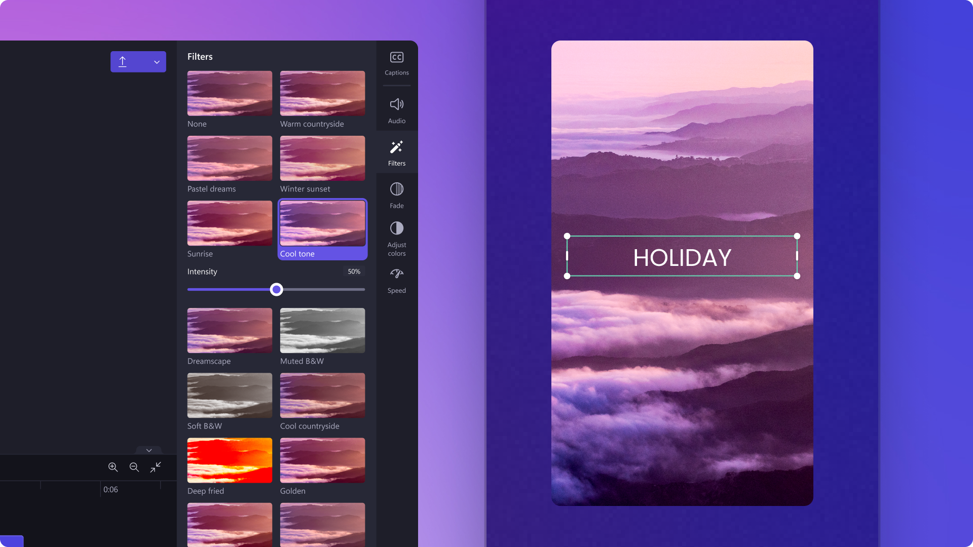 Editing a travel video in Clipchamp with filters